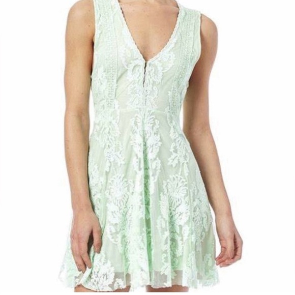 Free People Dresses & Skirts - Free People ‘Reign Over Me’ Mint Green Lace Dress Size Small